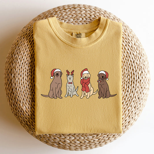 Adorable Christmas Dogs, Reindeer, Santa, Retro, Xmas Tshirt