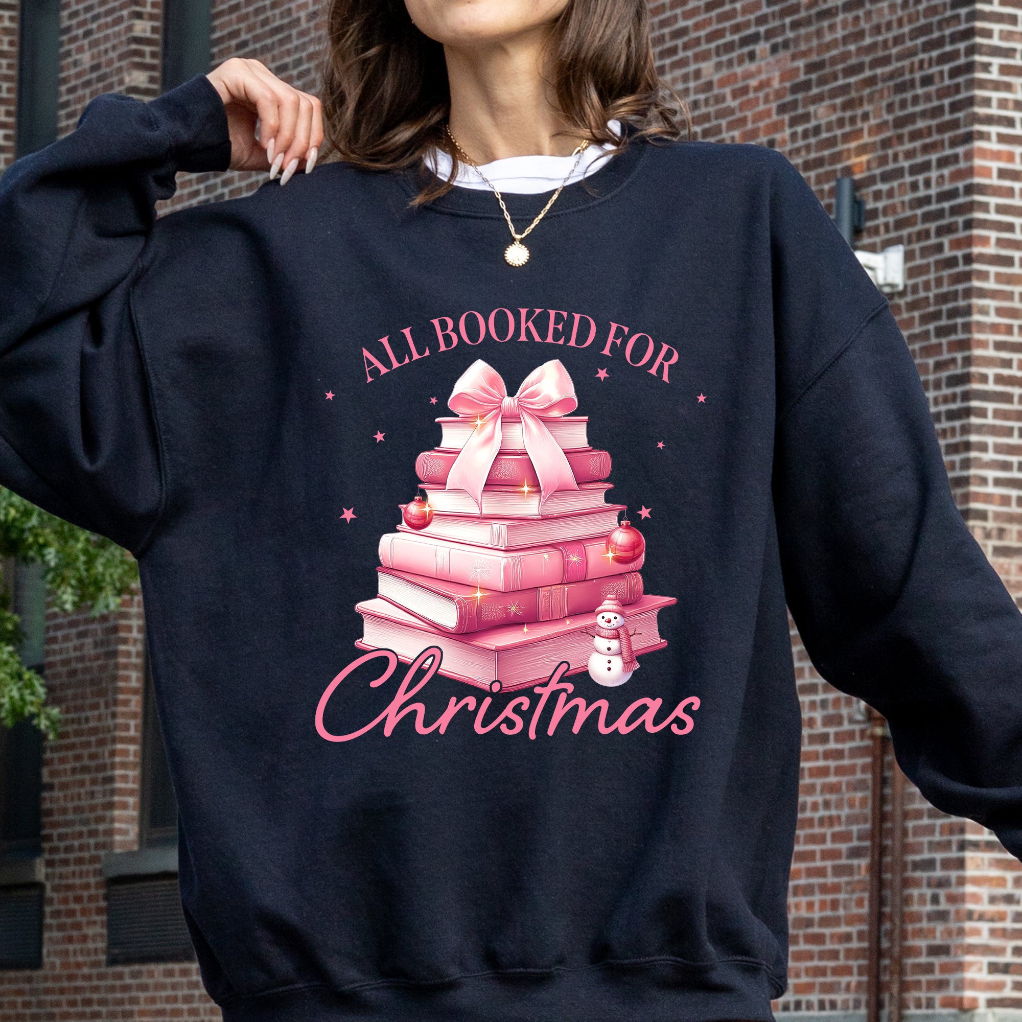 All Booked For Christmas, Coquette, Reading, Teacher, Winter, Santa, Xmas Sweatshirt