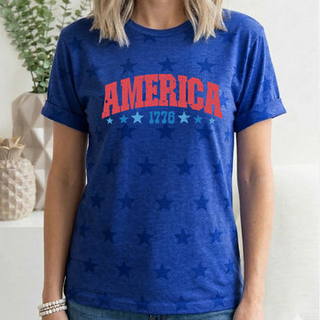 America 1776, Fourth of July, America, Patriotic, USA, Star Pattern T-Shirt
