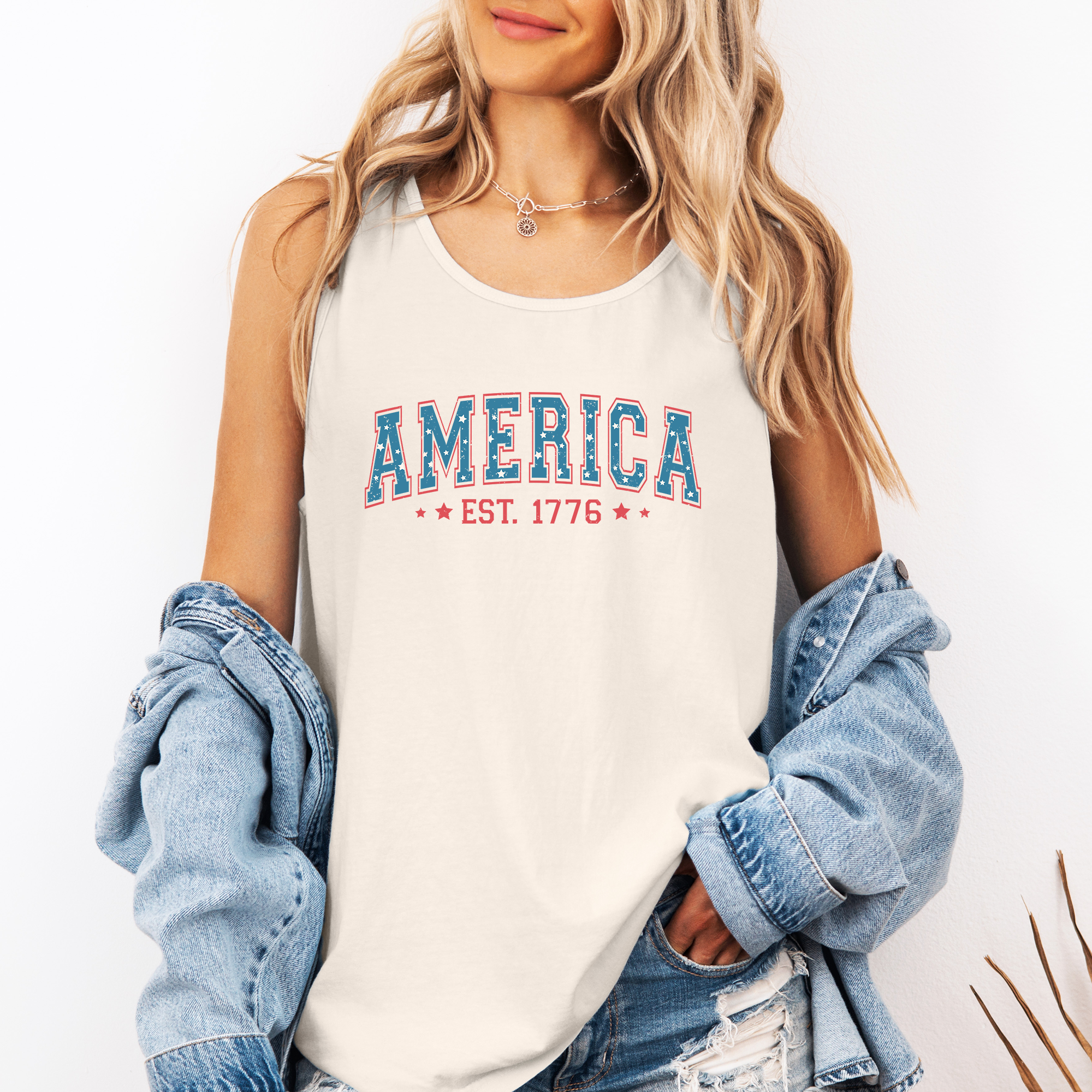 America Est 1776, Fourth of July, America, Patriotic, USA Comfort Colors Tank Top