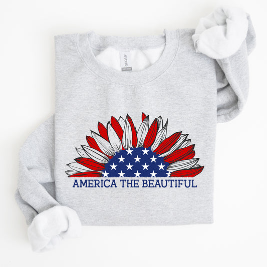 America The Beautiful, Sunflower, Red White Blue Sweatshirt