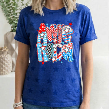 America, Colorful, Patriotic, USA, Fourth Of July, Star Pattern T-Shirt