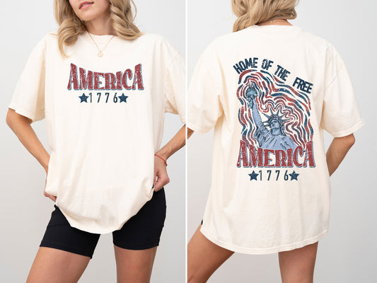 America, Home Of The Free, Statue of Liberty, USA, Patriotic, 1776, 4th Of July, Independence Day, Tshirt
