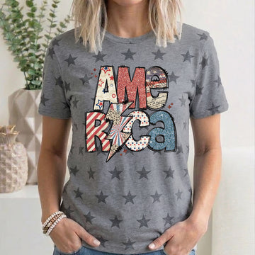 America, Patriotic, Lightening Bolt, Patterns, Patch, USA, Star Pattern T-Shirt