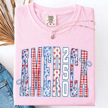 America We The People Ribbons And Bows 250th Anniversary Heritage Edition Comfort Colors Tee