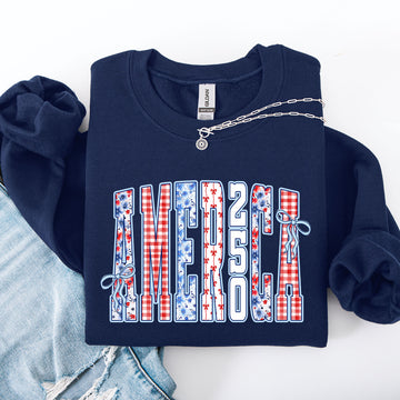 America, Ribbons and Bows, 250th Anniversary, USA, Patriotic Sweatshirt