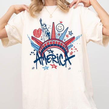 America Statue Of Liberty Patriotic Fourth Of July Party American Flag Edition Comfort Colors Tee