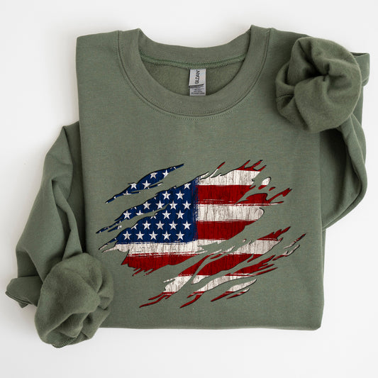 American Flag, Patriotic, 4th of July Sweatshirt