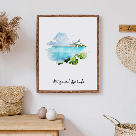 Antigua And Barbuda Watercolor Map