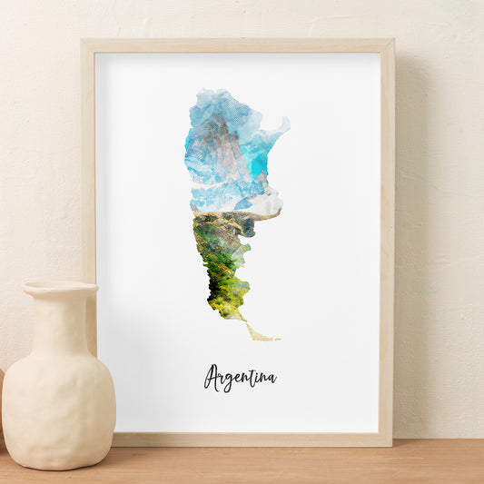 Argentina Watercolor Map