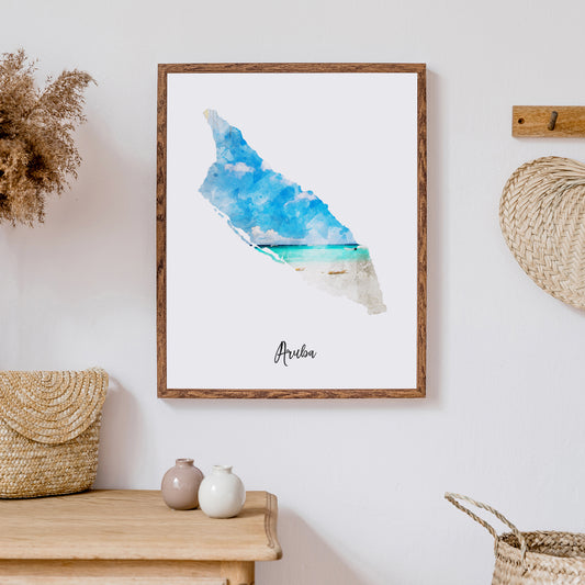 Aruba Watercolor Map