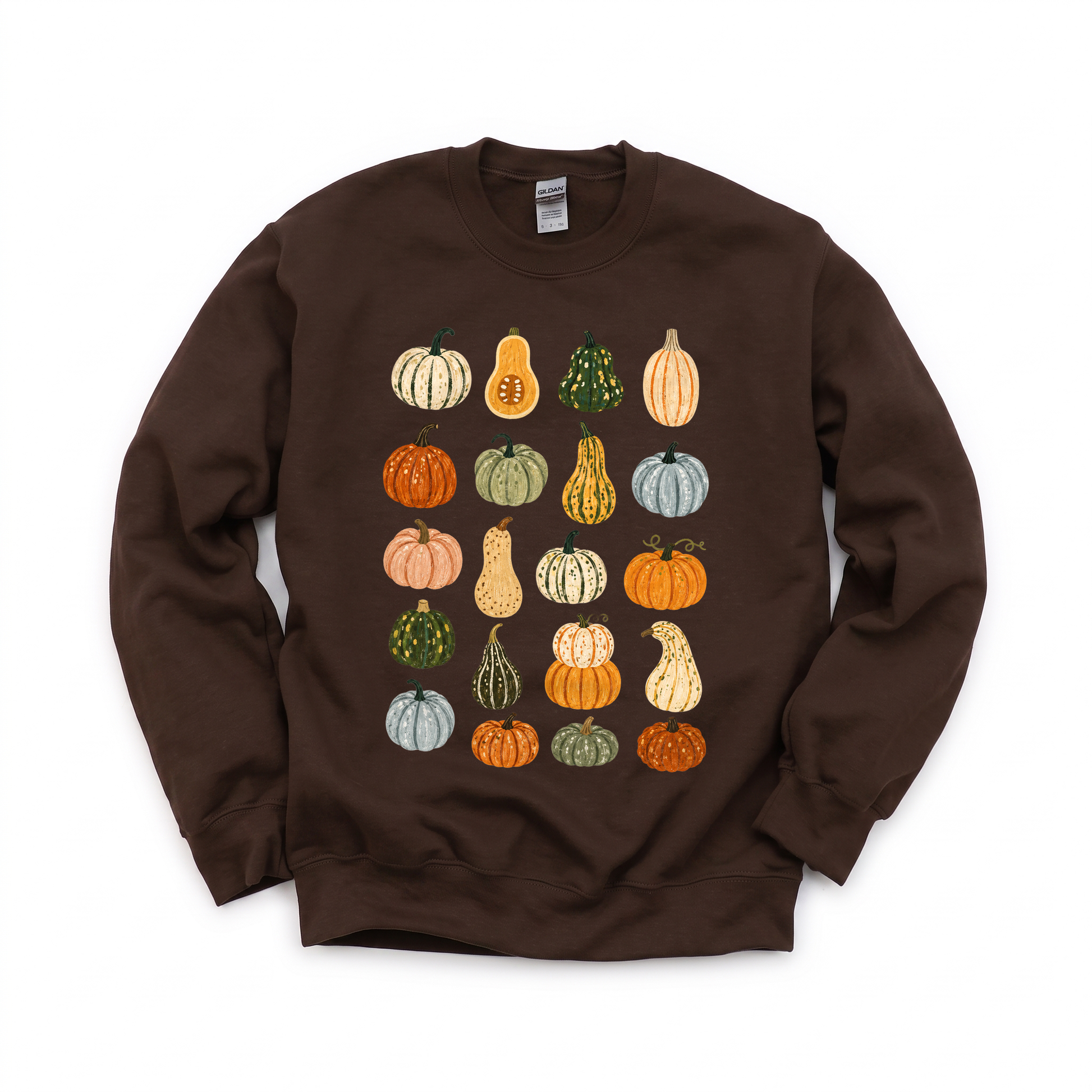 Assorted Gourds graphic on Gildan 18000 in Dark Chocolate