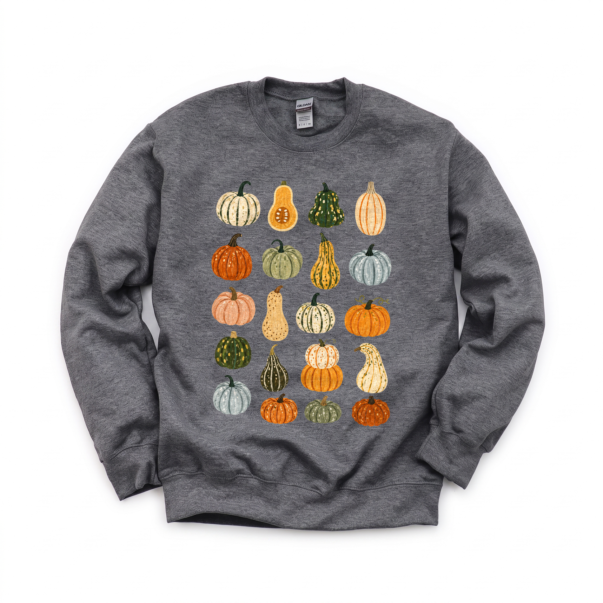 Assorted Gourds graphic on Gildan 18000 in Dark Heather