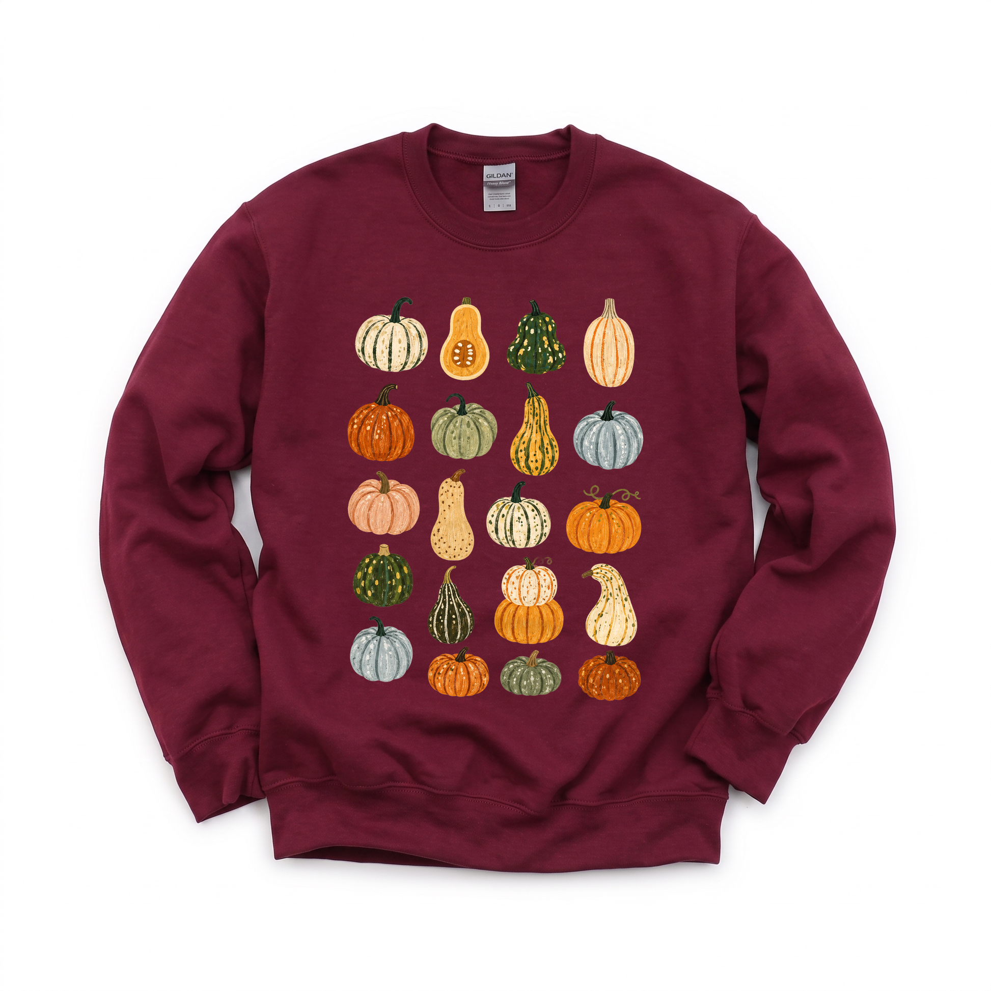 Assorted Gourds graphic on Gildan 18000 in Maroon