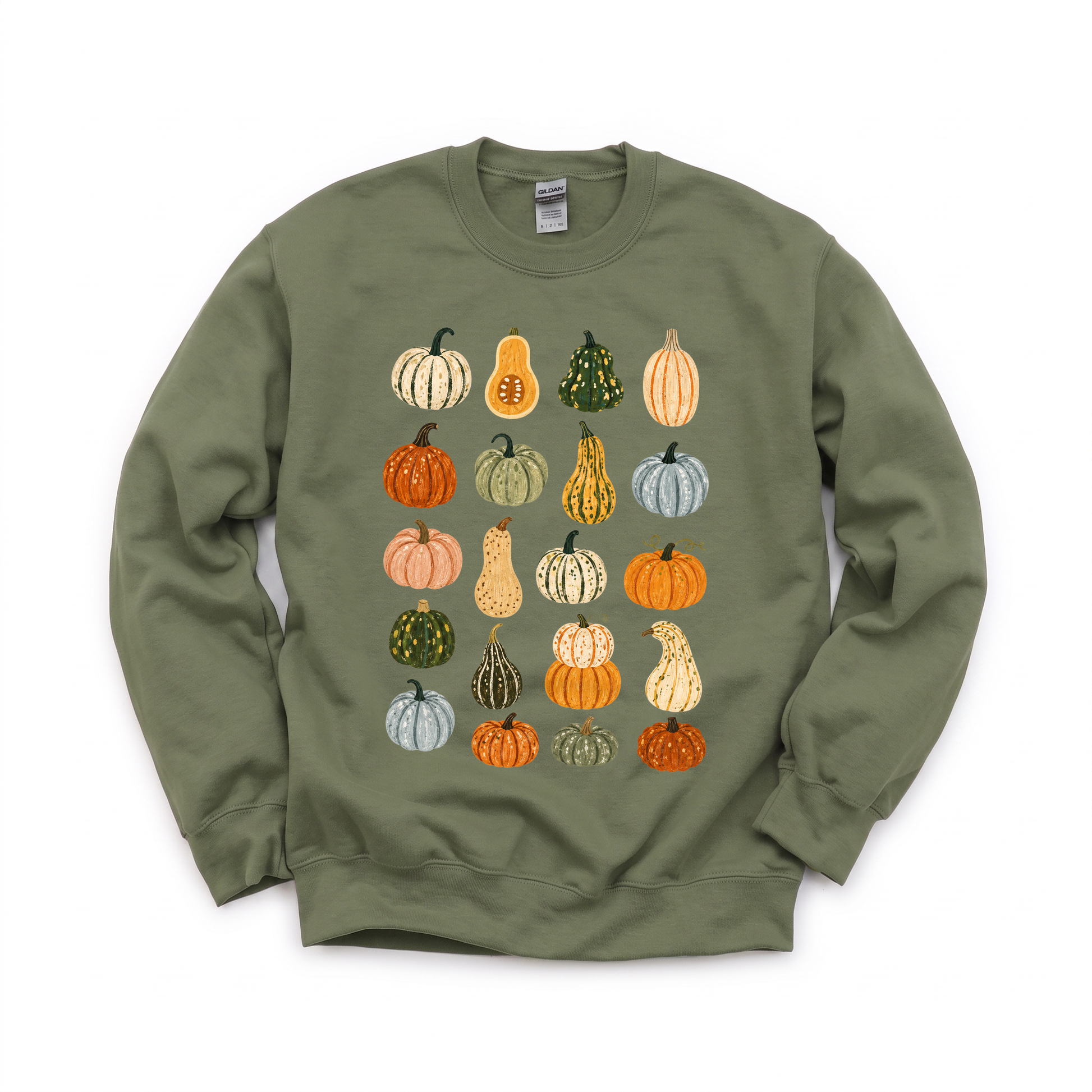 Assorted Gourds graphic on Gildan 18000 in Military Green