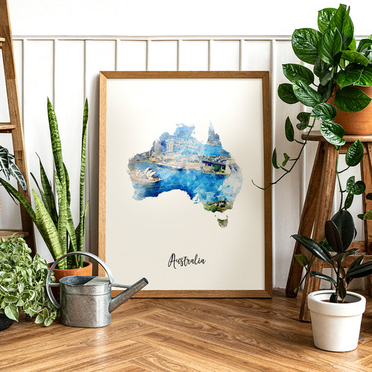 Australia Watercolor Map