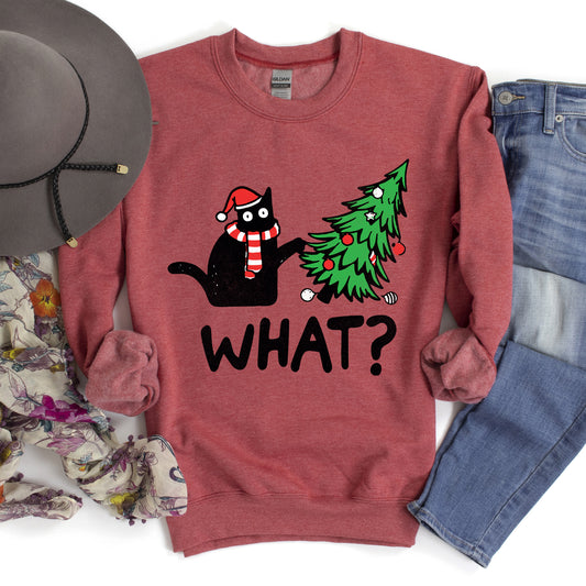 Bad Cat Christmas Tree, What, Sweatshirt