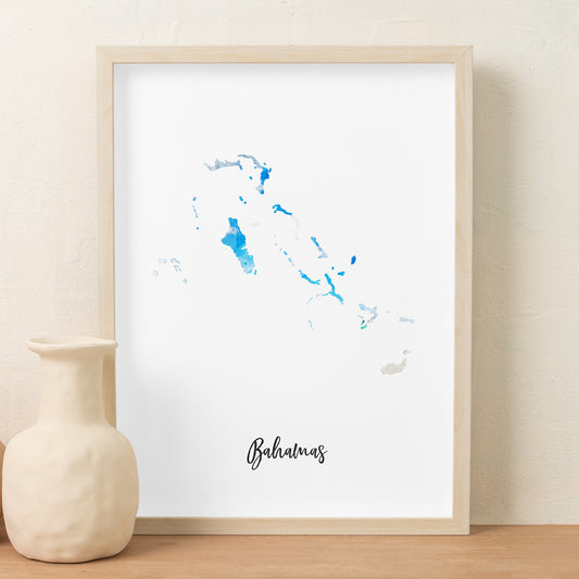 Bahamas Watercolor Map