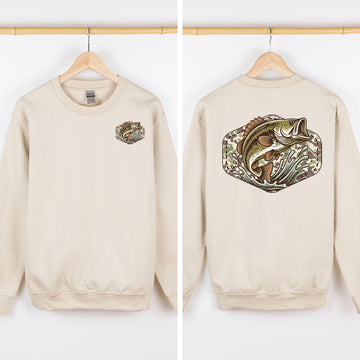 Bass Fishing, Hunting, Outdoors, Front and Back Sweatshirt