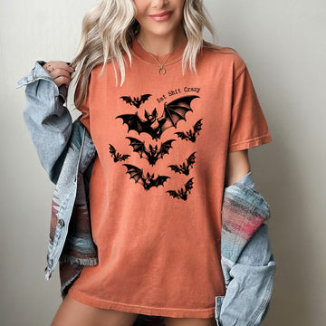 Bat Shit Crazy, Funny, Vulgar, Dirty, Halloween, Bats, Spooky, Witch Shirt Comfort Colors T-Shirt
