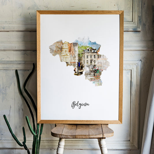 Belgium Watercolor Map