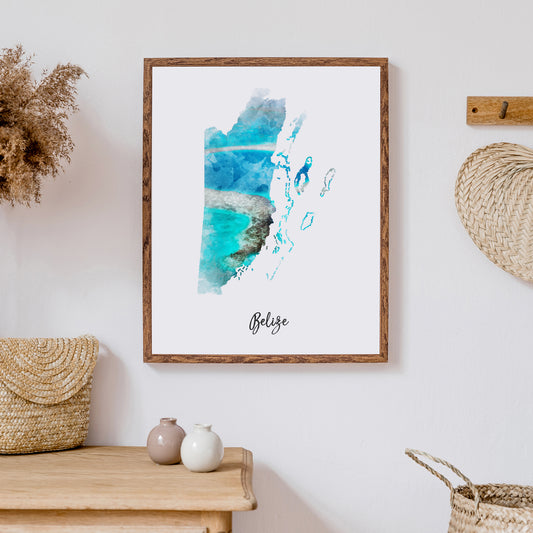 Belize Watercolor Map