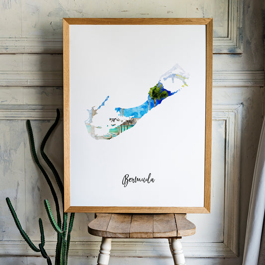 Bermuda Watercolor Map