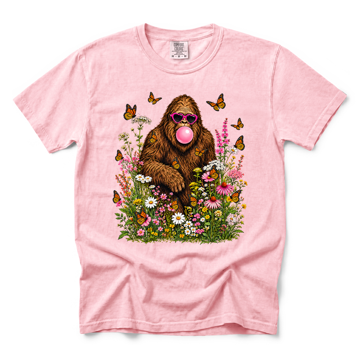 Bigfoot Bubble Gum graphic on Comfort Colors 1717 in Blossom