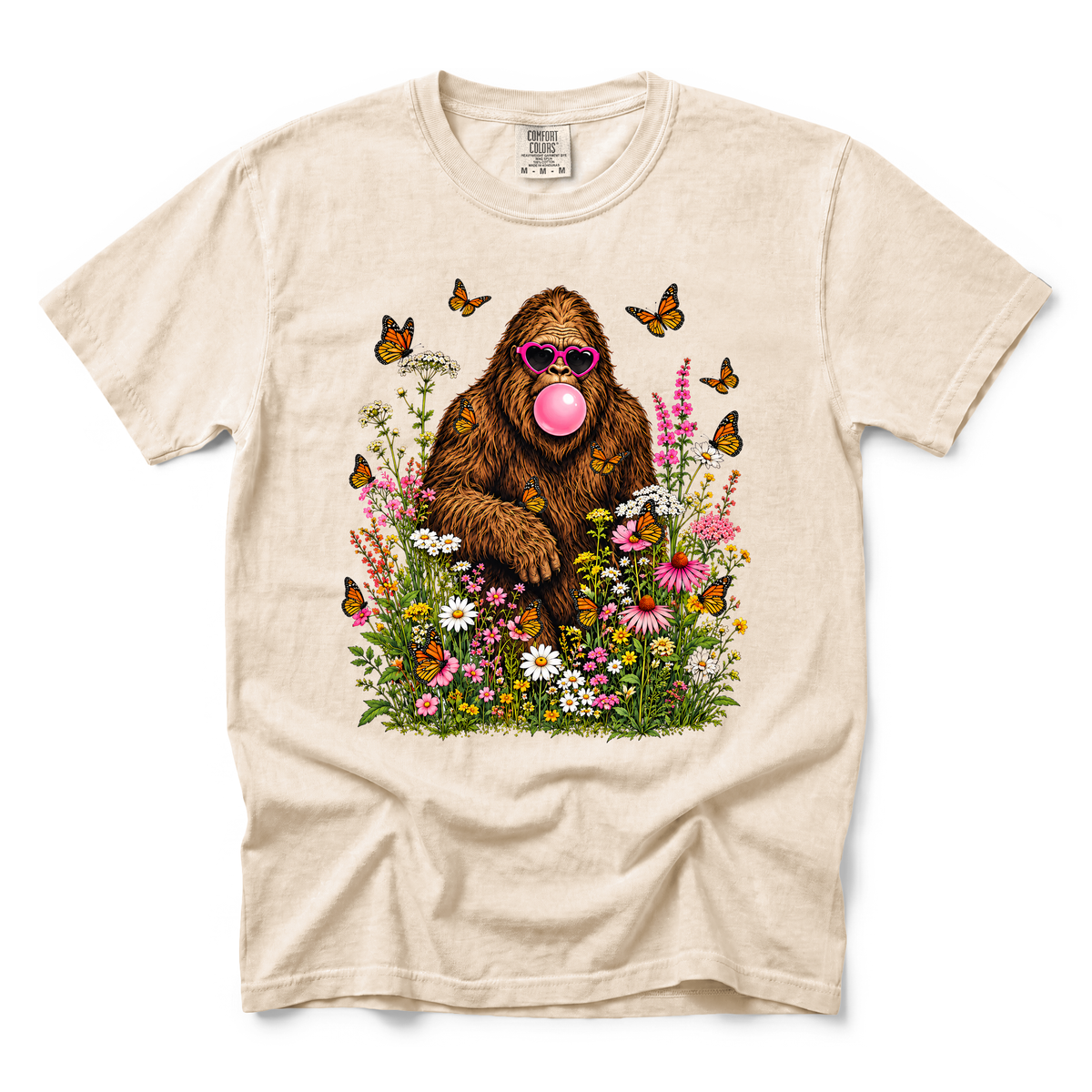 Bigfoot Bubble Gum graphic on Comfort Colors 1717 in Ivory