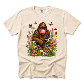 Bigfoot Bubble Gum graphic on Comfort Colors 1717 in Ivory