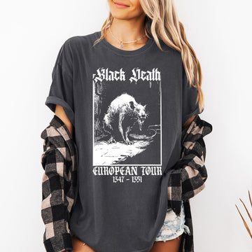 Black Death, European Tour, Rat, Goth, Halloween, Funny, Spooky Shirt Comfort Colors T-Shirt