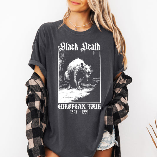 Black Death, European Tour, Rat, Goth, Halloween, Funny, Spooky Shirt