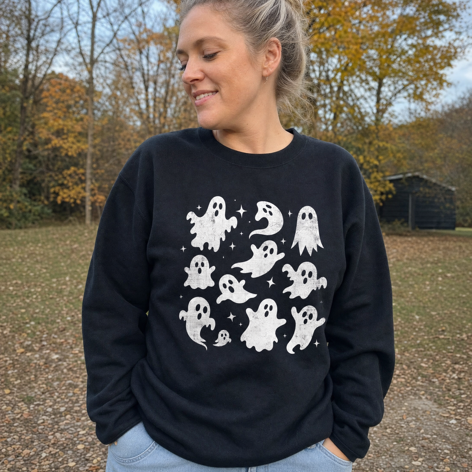 Model wearing the Blank Canvas sweatshirt in Black