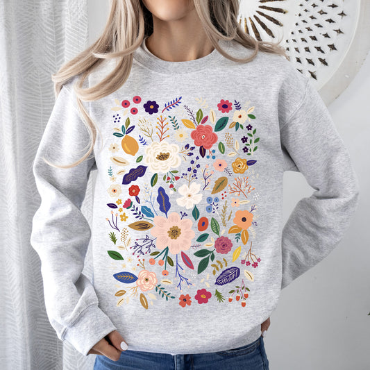 Bloom Brilliance Color-Infused Floral Print Sweatshirt