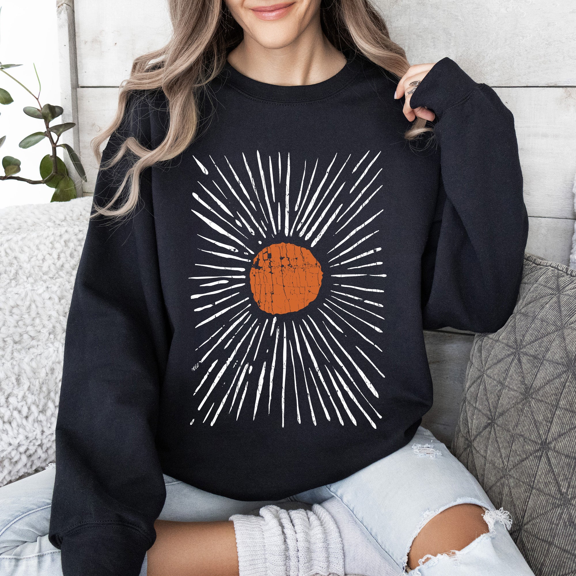 Boho Starburst, Celestial, Retro Sweatshirt