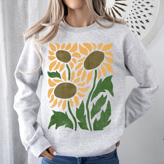 Boho Sunflowers, Retro Floral Sweatshirt