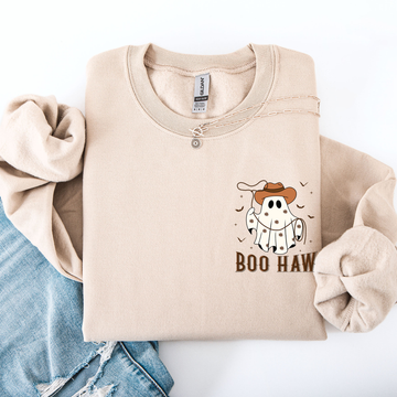 Boo Haw, Lasso, Cowboy, Western, Country, Halloween, Pocket Sweatshirt