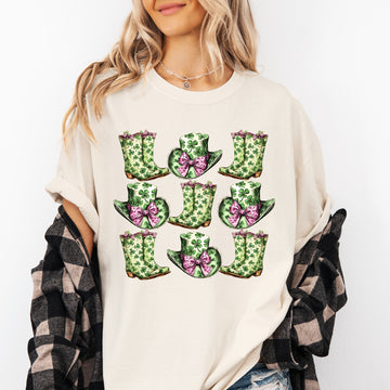 Boots and Hats, Cowboy, St Patrick's Day, Shamrock, Clover, Lucky, Leprechaun Tshirt Comfort Colors T-Shirt