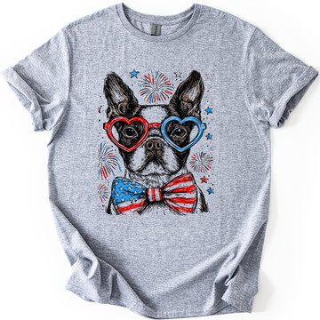 Boston Terrier Patriotic Dog, USA, America, Pet Lover, 4th of July, Soft Style T-Shirt