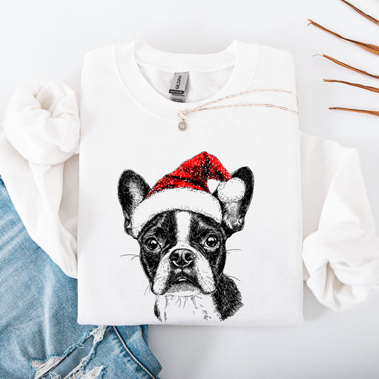 Boston Terrier, Santa, Dog, Christmas, Dog Lover, Pet Sweatshirt