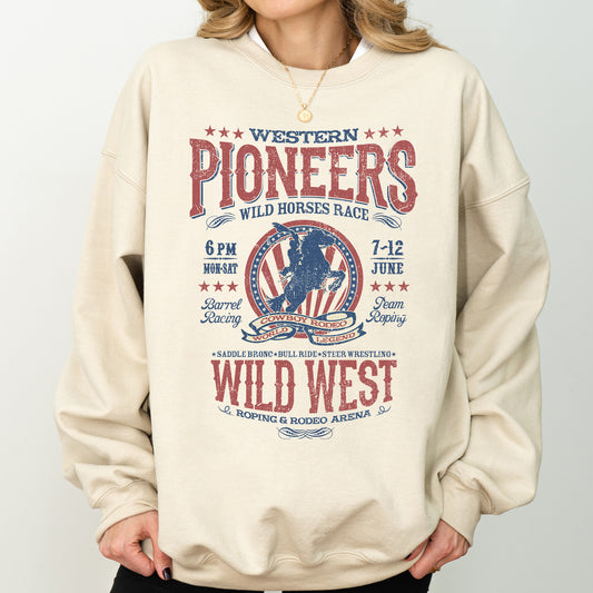 Bronco Riding, Wild Horse Race, Cowboy, Cowgirl Sweatshirt