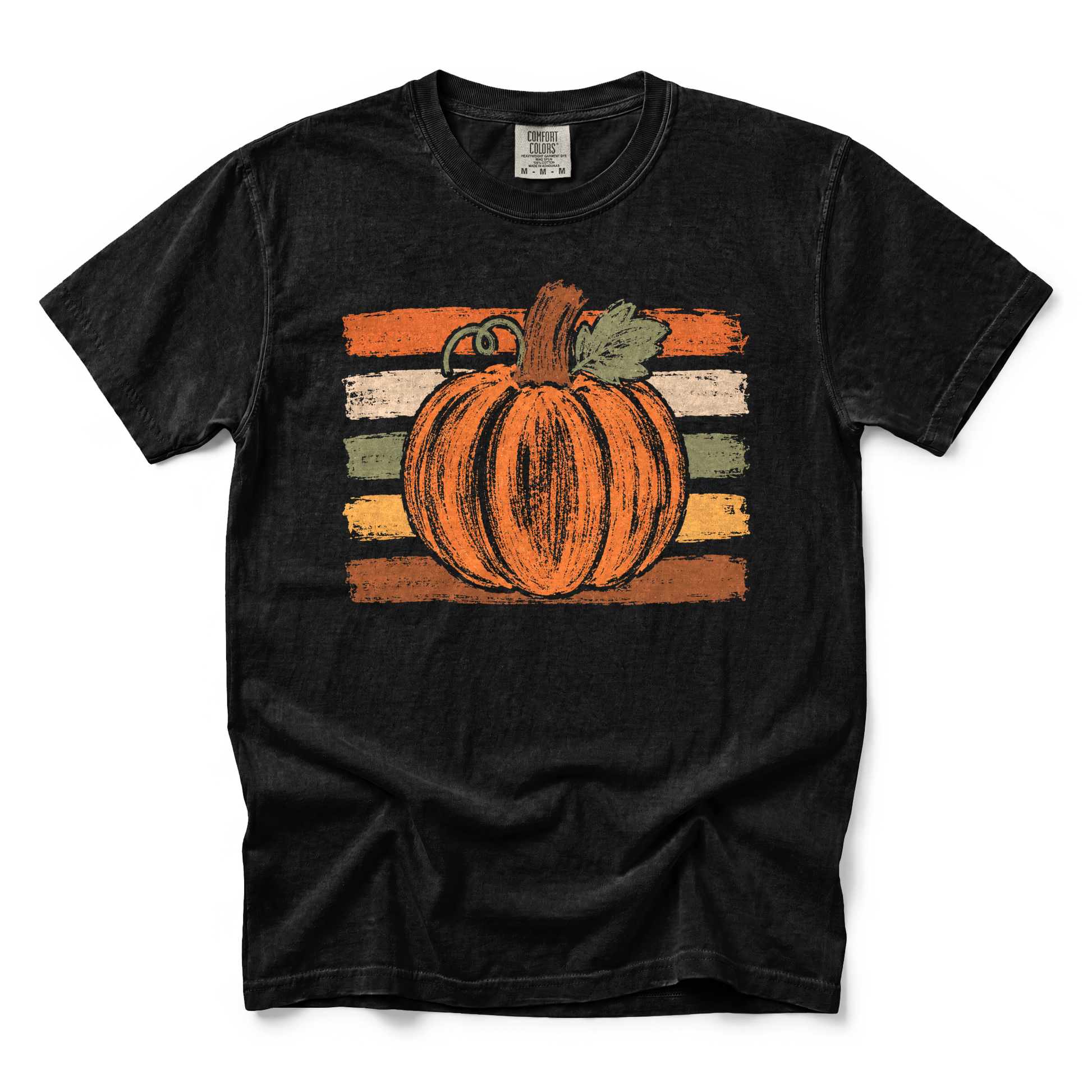 Brushstroke Pumpkin graphic on Comfort Colors 1717 in Black