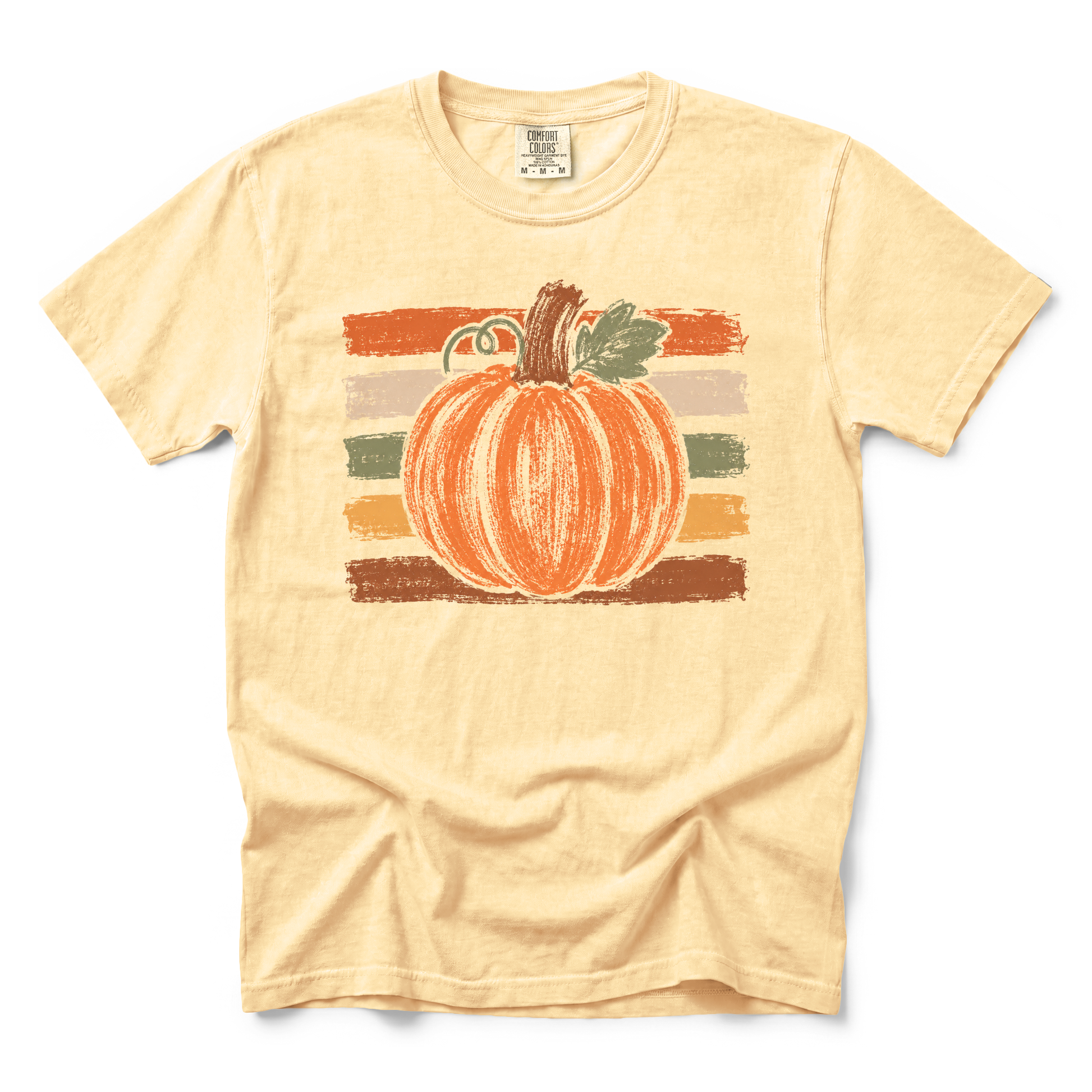 Brushstroke Pumpkin graphic on Comfort Colors 1717 in Butter