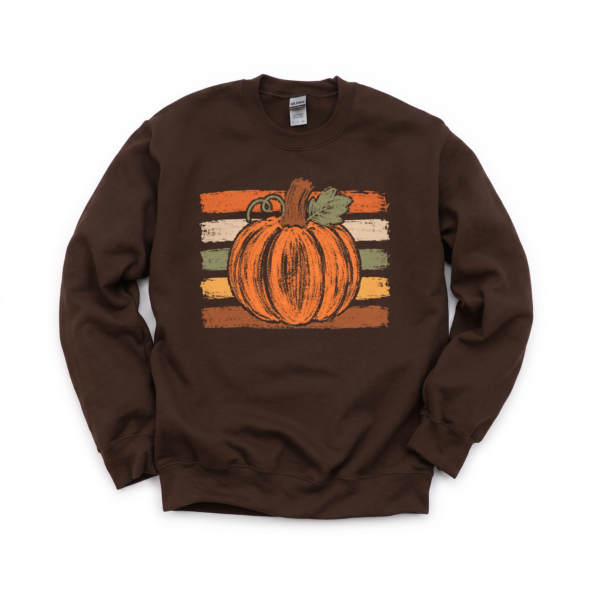 Brushstroke Pumpkin graphic on Gildan 18000 in Dark Chocolate
