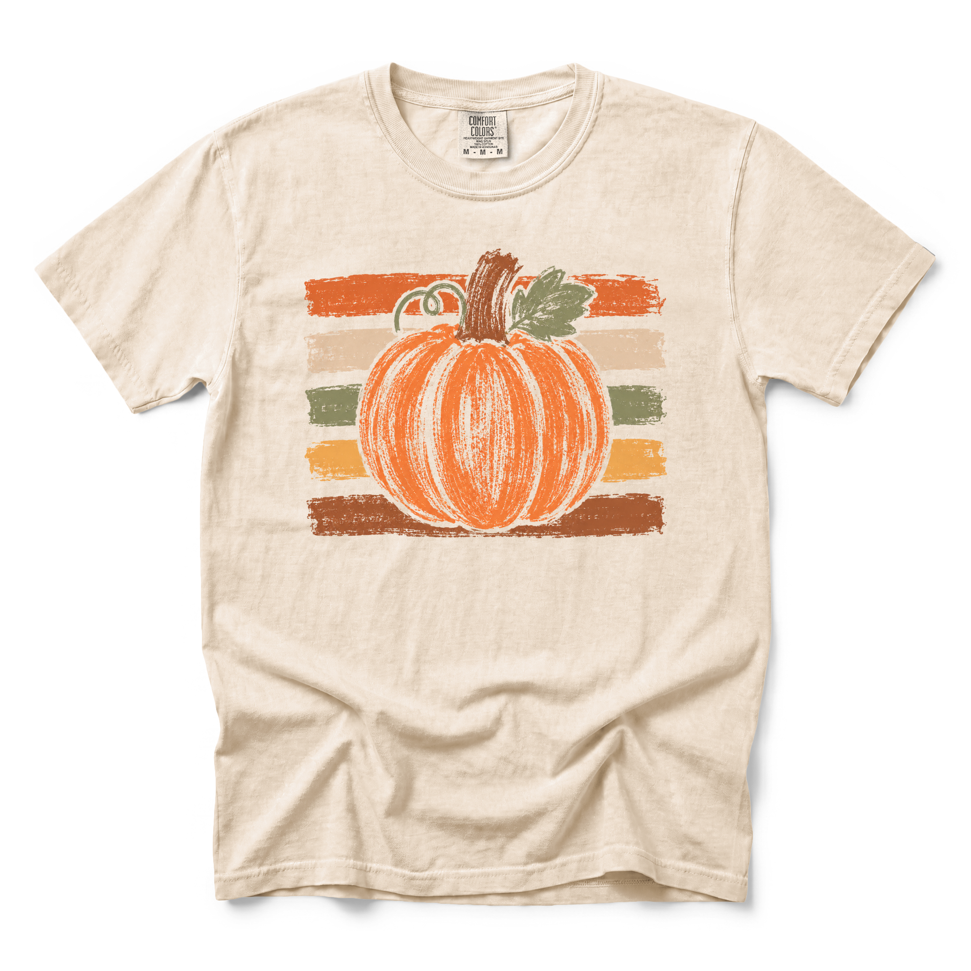 Brushstroke Pumpkin graphic on Comfort Colors 1717 in Ivory