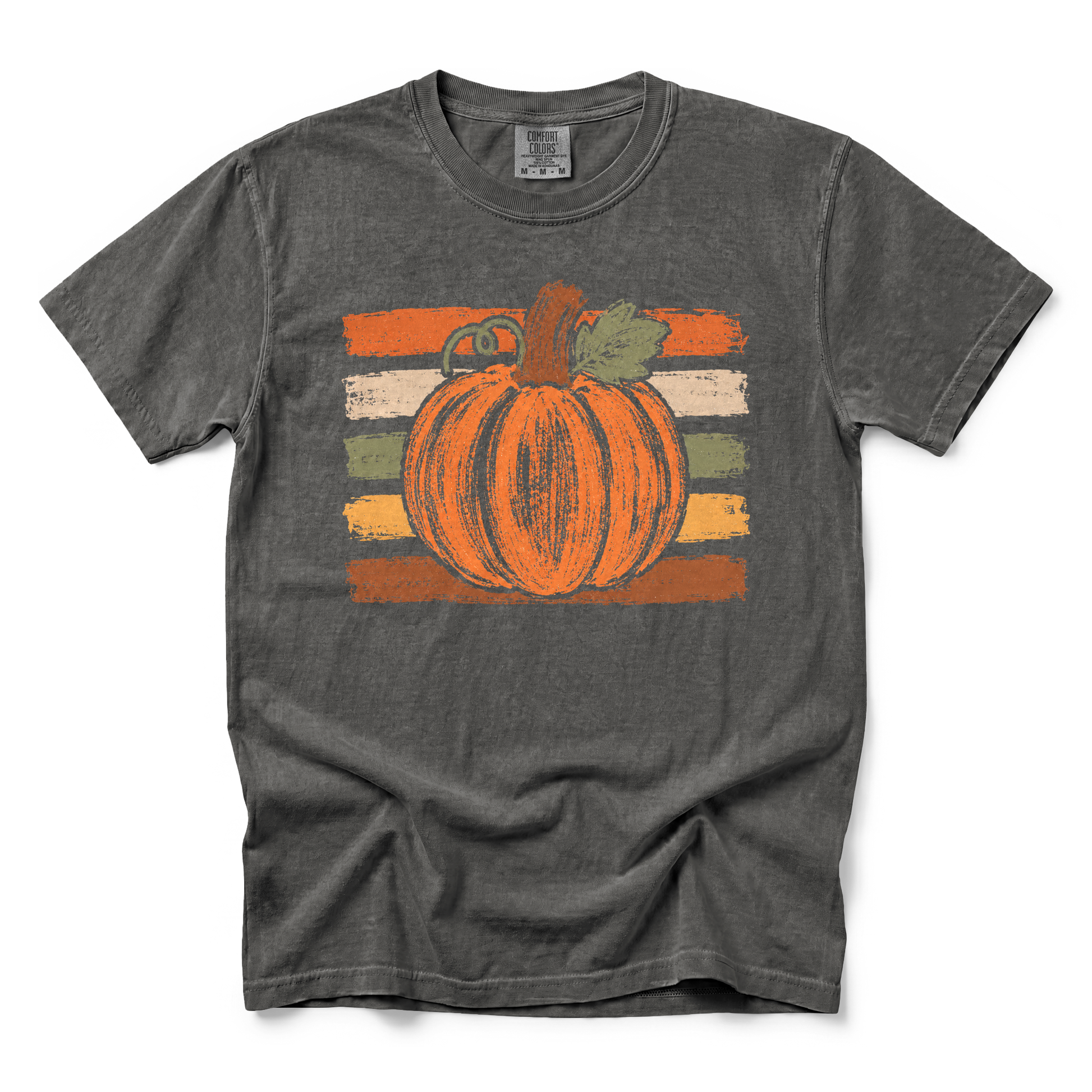Brushstroke Pumpkin graphic on Comfort Colors 1717 in Pepper