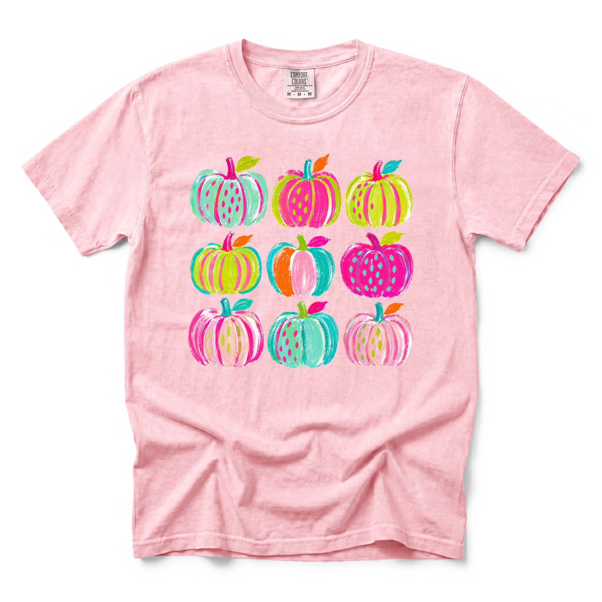 Brushstroke Pumpkins graphic on Comfort Colors 1717 in Blossom