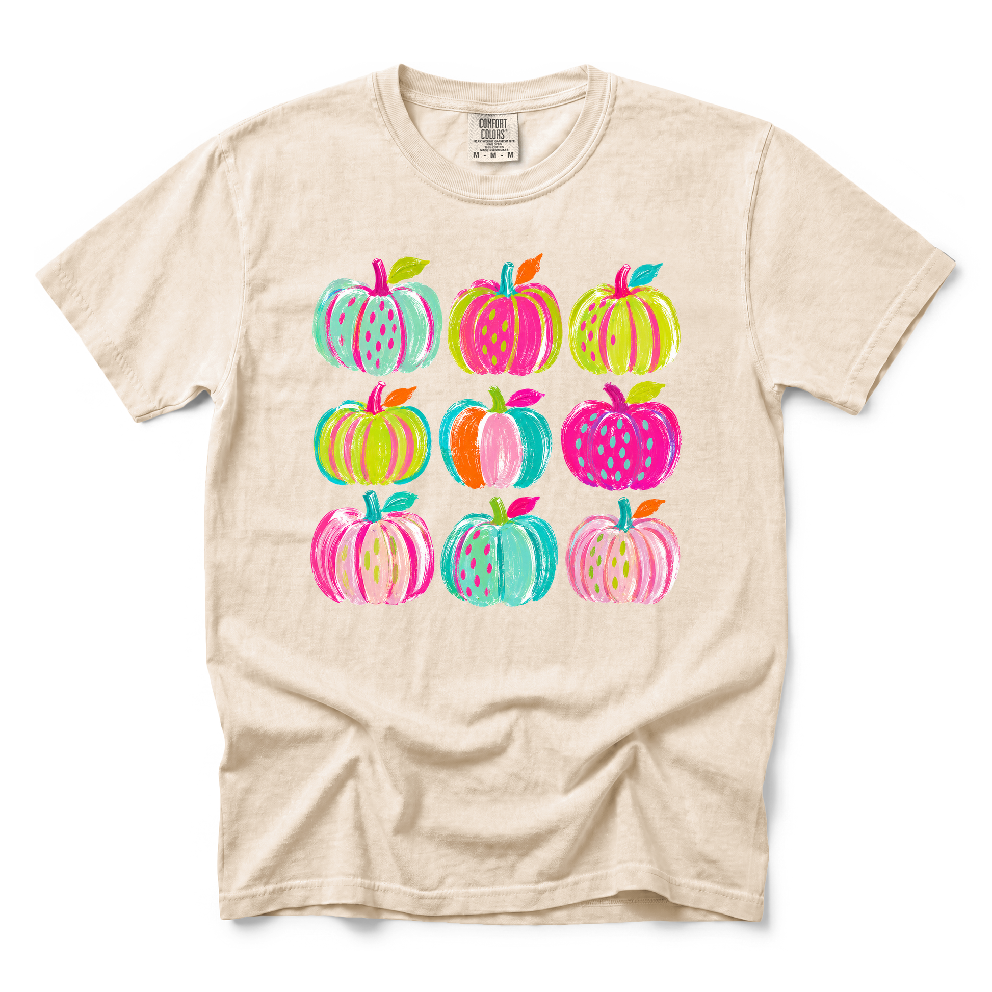 Brushstroke Pumpkins graphic on Comfort Colors 1717 in Ivory