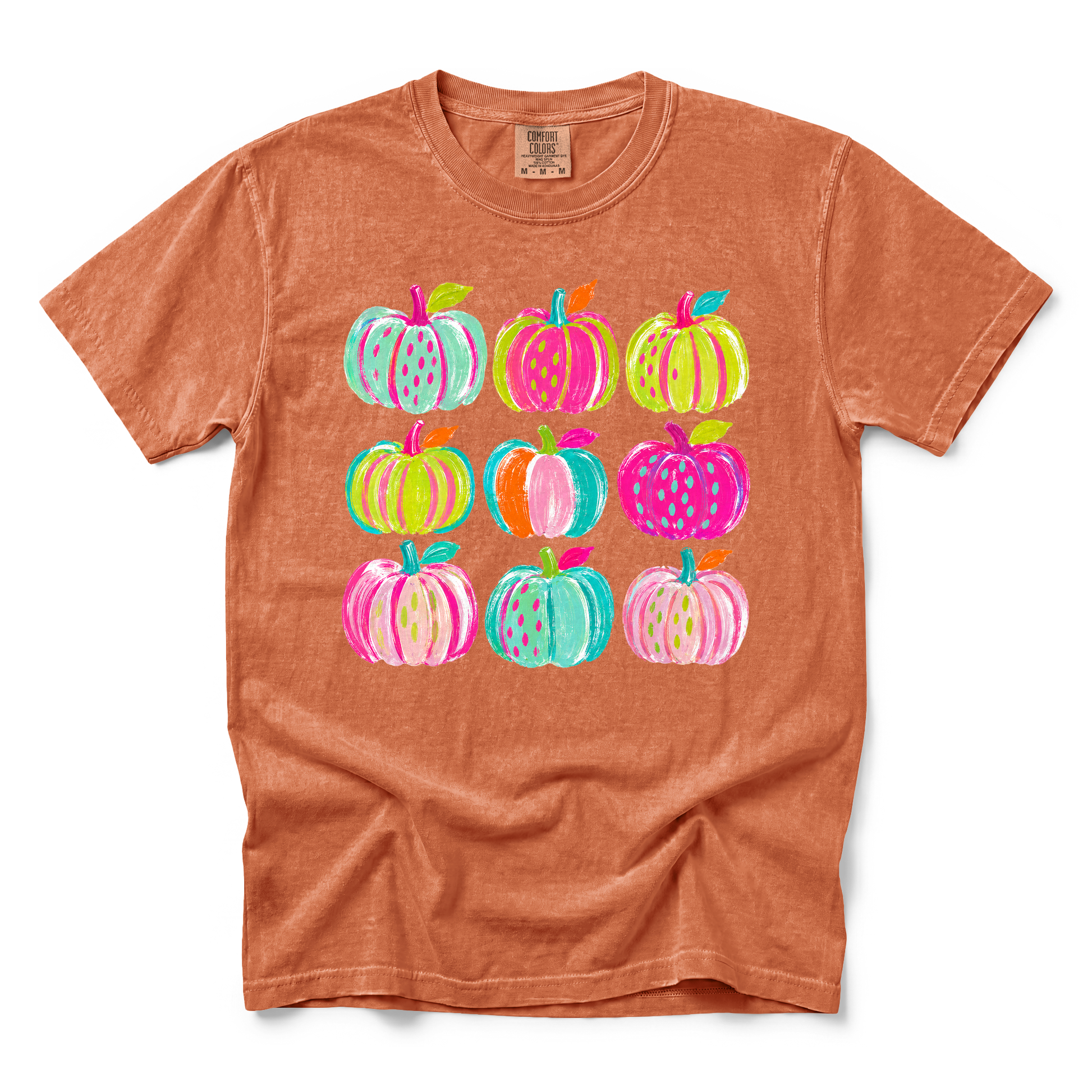Brushstroke Pumpkins graphic on Comfort Colors 1717 in Yam