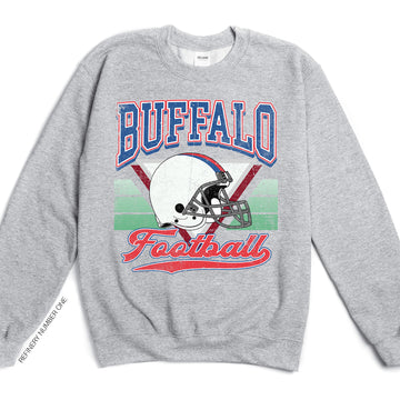 Buffalo Football Vintage Reversible Two Mood Stadium Style Premium Comfort Fleece Sweatshirt